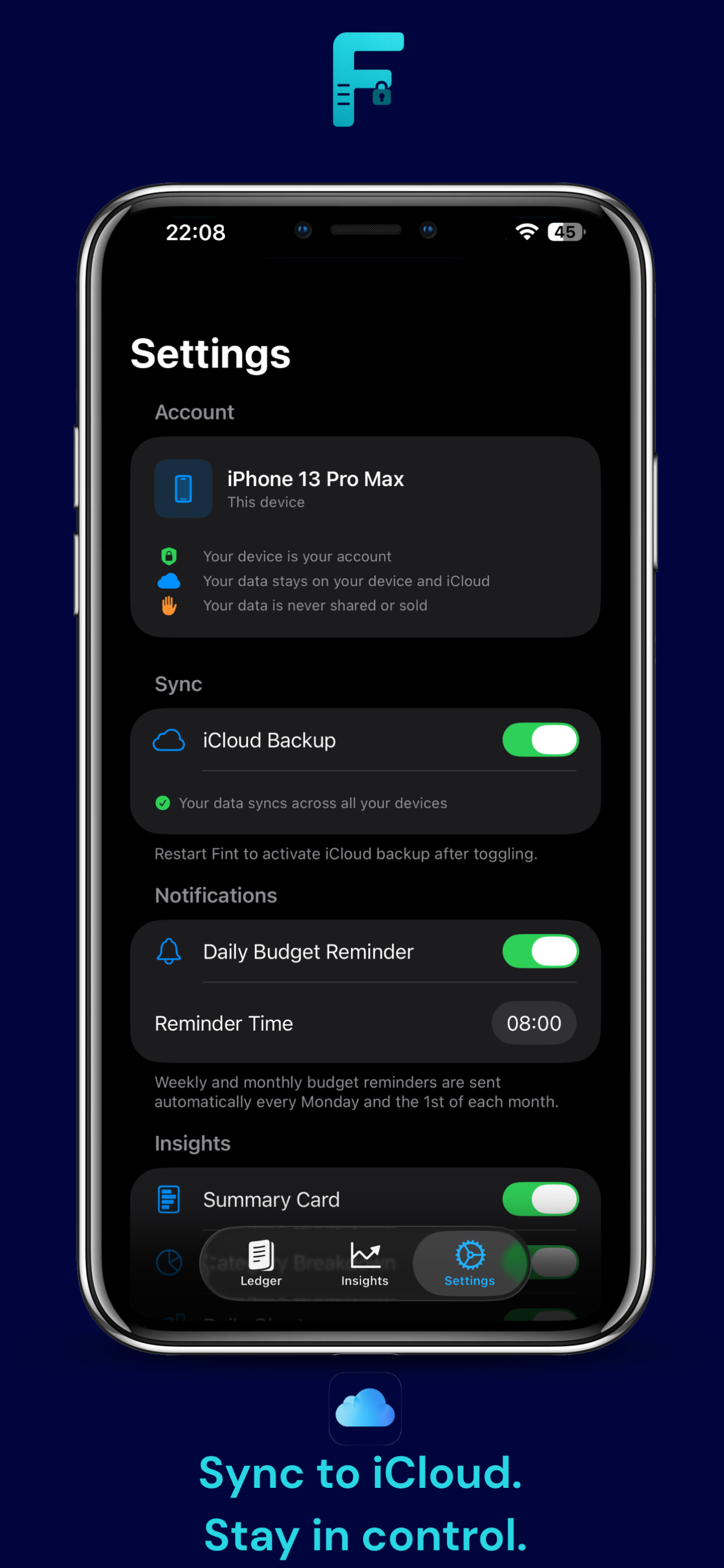 iCloud sync settings
